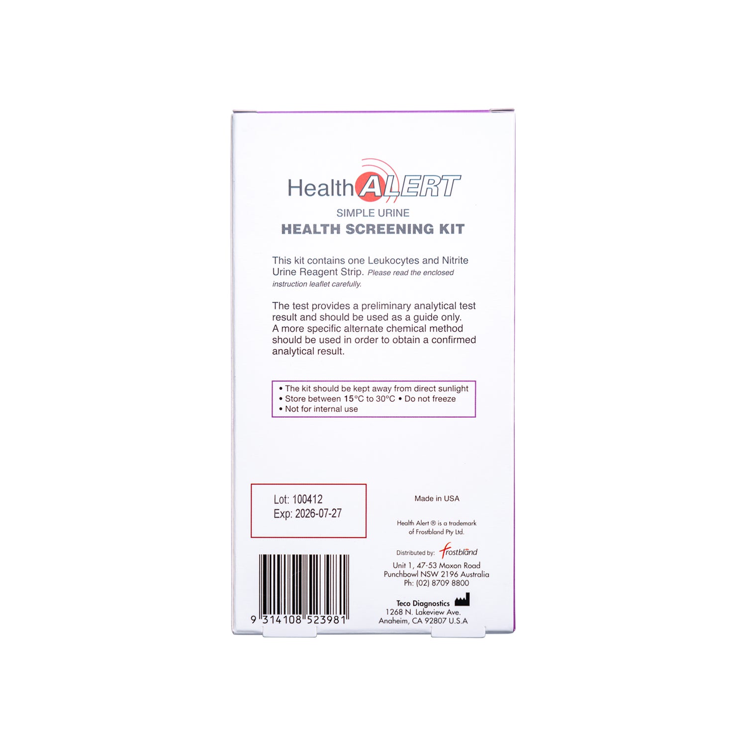 Urinary Tract Infection - Screening Single Kit
