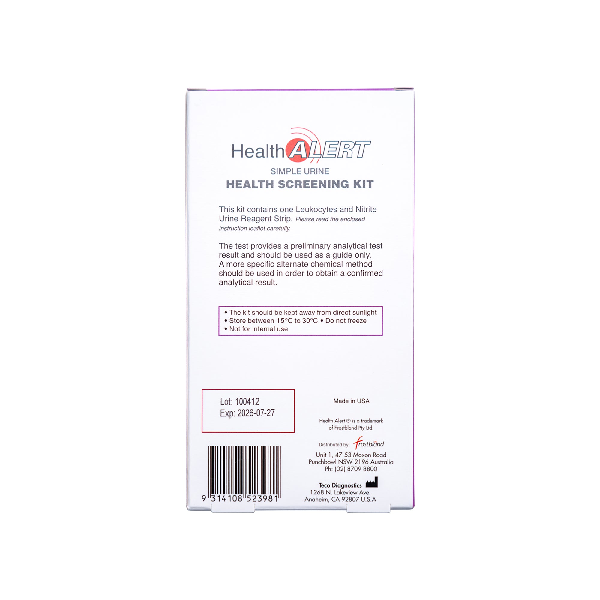 Urinary Tract Infection - Screening Single Kit